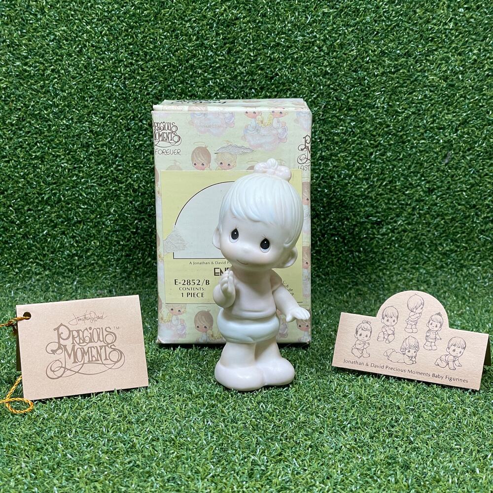 Vintage 1983 Precious Moments Baby Girl Standing with Bow Figurine E-2852/B